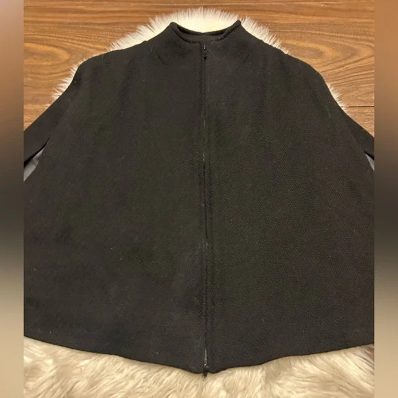 REISS Wool Viscose Blend Textured Full-Zip Cape Jacket